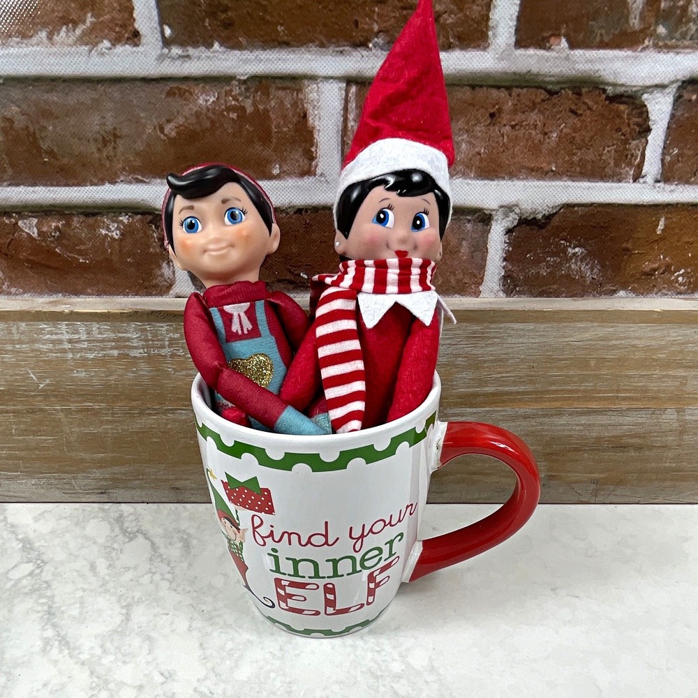 Find Your Inner Elf Christmas Ceramic Coffee Mug White Red Green 10 fl oz